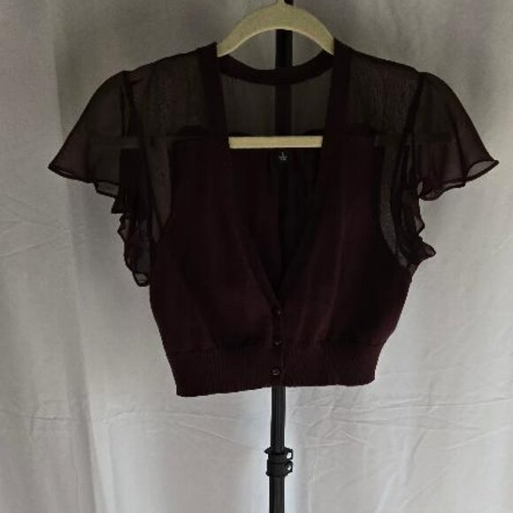Cropped Short Sleeve Cardigan - Picture 1 of 6